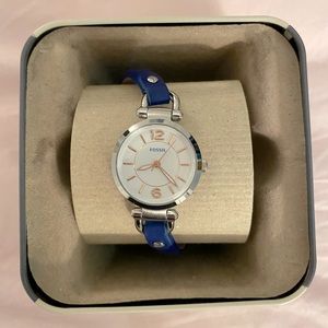 Blue leather Fossil watch